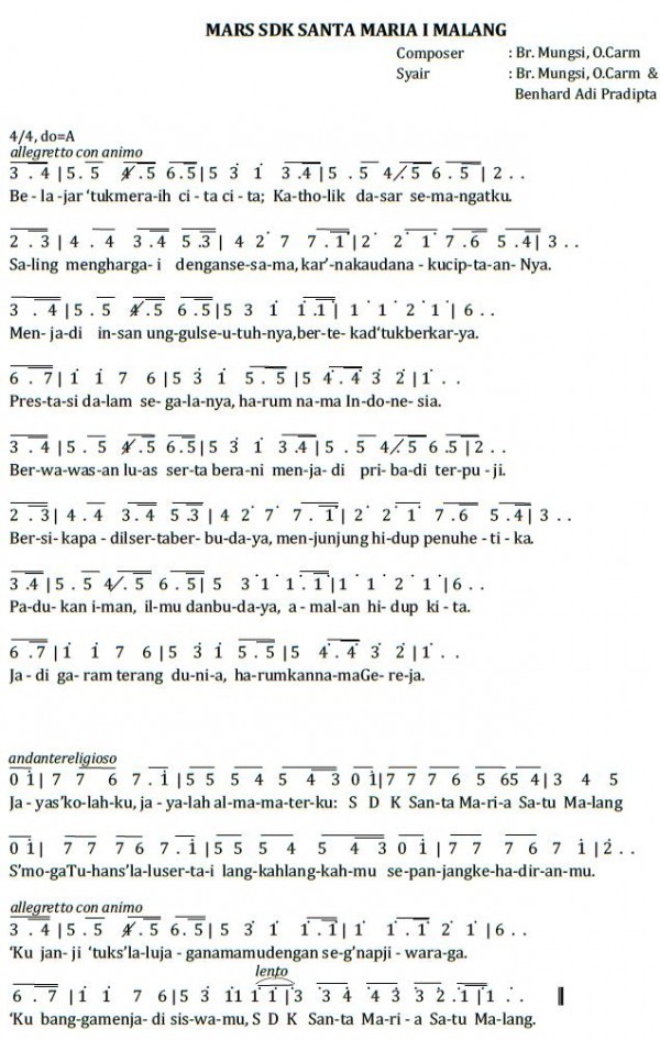 Mars SDK Santa Maria 1 Malang